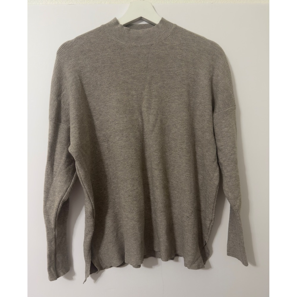 Altar'd State Mock Neck Sweater Womens M Taupe Brown Ribbed Knit